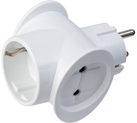 Сетевой разветвитель-тройник Perfeo RU POWER 3 гнезда, 16А, 1 гнездо с заземлением, 2 гнезда без заземления 30015499