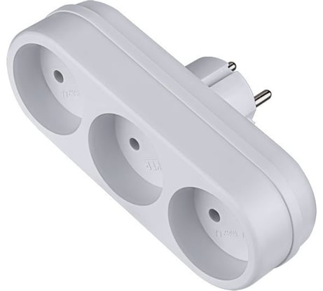 Сетевой разветвитель-тройник Perfeo RU POWER 3 гнезда, 6А, без заземления 30015495