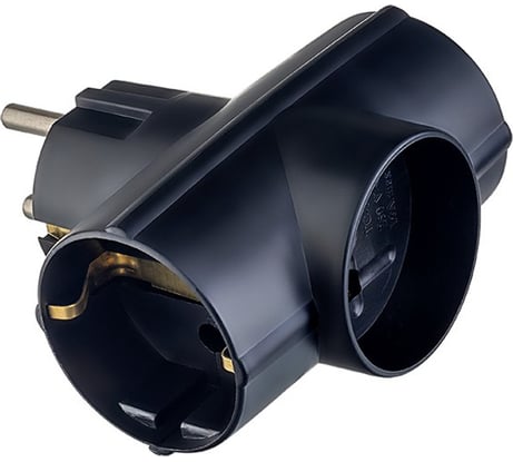 Сетевой разветвитель-тройник Perfeo RU POWER 3 гнезда, 16А, 2 гнезда с заземлением, 1 гнездо без заземления 30015916