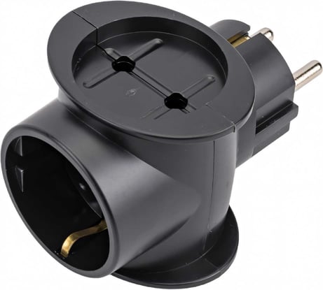 Сетевой разветвитель-тройник Perfeo RU POWER 3 гнезда, 16А, 1 гнездо с заземлением, 2 гнезда без заземления 30015500