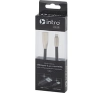 Кабель Intro CI115 USB Apple 8pin lightning, плоский, 1,2м, черный Б0035656