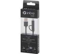 Кабель Intro CI180 USB Apple 8pin lightning - Micro USB,1,2м, черный Б0035663