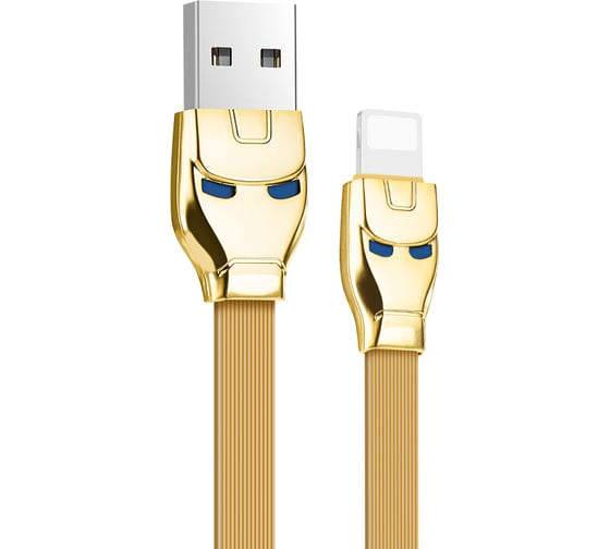 Кабель USB 2.0 Hoco в форме стального человека с подсветкой U14 AM/Lightning, золотой, 1.2м 6957531049401 1