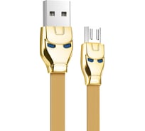 Кабель USB 2.0 Hoco в форме стального человека с подсветкой U14 AM/MicroBm, золотой, 1.2м 6957531049449