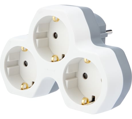 Электрический тройник REXANT с заземлением и защитными шторками 16 А белый 11-1088