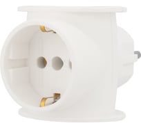 Электрический тройник REXANT одно гнездо с заземлением 16 А белый 11-1080