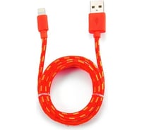 Кабель Konoos USB AM/Apple iPhone5/6/iPod/iPad 8pin Light красный, 1м, оплетка нейлон KC-A2USB2nr