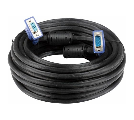 Кабель-удлинитель Konoos VGA 15M/15F 3.0м черный, тройной экран, позолоченный разъем, ферритовые кольца KC-PPVGAX-3