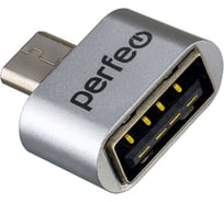 Адаптер Perfeo USB на micro USB c OTG, серебро 30014897