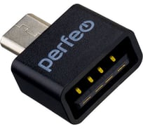 Адаптер Perfeo USB на micro USB c OTG, чёрный 30014894
