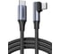 Кабель угловой UGREEN L536 USB-C Male To Angled 90 USB-C Male Charging Data Cable. Длина: 1м. Цвет: серый космос 85225_ 1