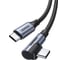 Кабель угловой UGREEN L536 USB-C Male To Angled 90 USB-C Male Charging Data Cable. Длина: 2м. Цвет: серый космос 85345_ 2