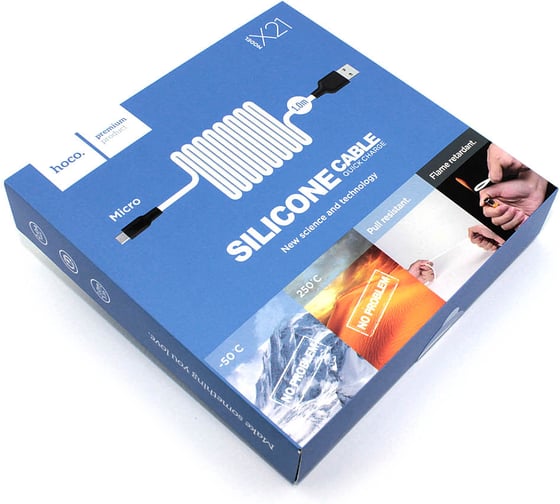 Кабель Hoco USB X21 Silicone, USB - Micro USB, 2А, 1 м, белый 092075