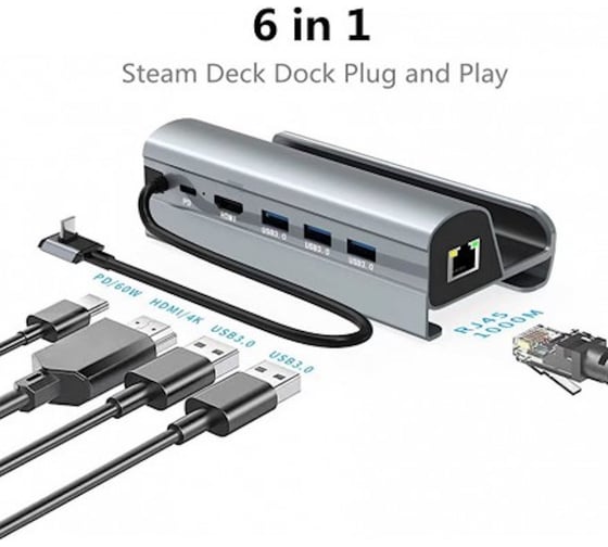 Док станция KS-is USB-C 6 в 1 для Steam Deck KS-777A