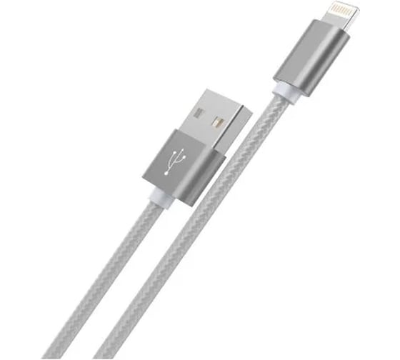 Кабель Hoco USB X2 knitted, USB - Lightning, 2.4А, 1м, серый 092097