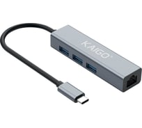 Мультифункциональный хаб-разветвитель Kaigo KG-096A Type-C 3.2, высокоскоростной 4в1, 3xUSB 3.2 Gen1, 1xRJ45, , 355061