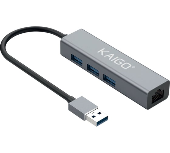 Мультифункциональный хаб-разветвитель Kaigo KG-096 USB 3.2, высокоскоростной 4в1, 3xUSB 3.2 Gen1, 1xRJ45, , 355060
