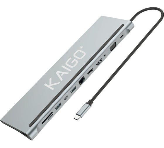 Док-станция Kaigo KG-051 Type-C 3.2, 12в1:USB2.0/3.2+PD100W+Type-C+2хHDMI+RJ45+VGA+AUX+SD/TF, , 355071