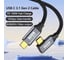 Кабель USB-C M KS-is угловой 90 градусов USB-C M, 10Gbps, 60Вт, 2м, оплетка, черный+серый KS-889BB-2 2