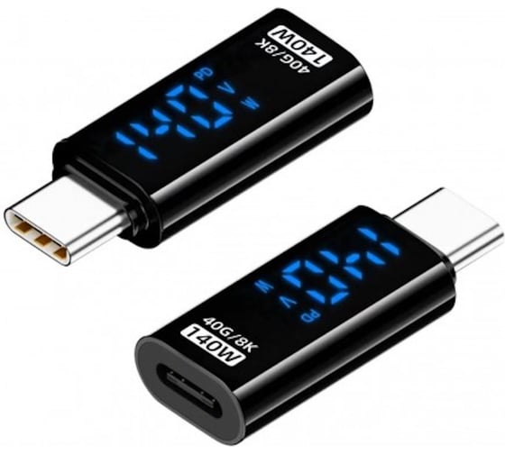 Адаптер переходник KS-is USB-C M в USB-C F, с дисплеем KS-860