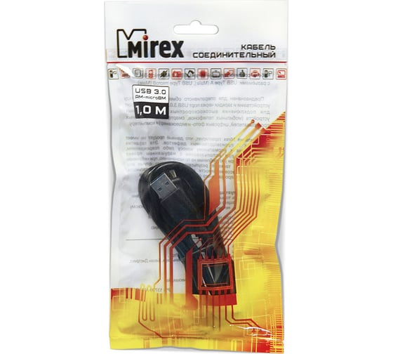 Соединительный кабель Mirex USB 3.0 AM-microBM 1 метр, двойной экран 13700-AMCR10U3