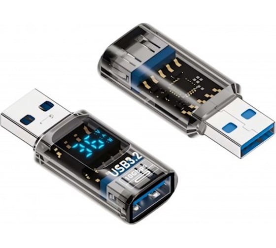 Адаптер-переходник KS-is USB-A M, USB-A F, с дисплеем KS-881AA