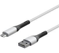 Кабель Interstep Micro USB-USB A USB2.0 Нейлон Белый 1.2м 72497