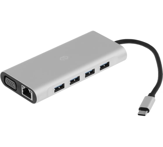 Стыковочная станция DIGMA DS-051 USB Type-C серебристый 1xHDMI 1xVGA 1xRJ-45 1xUSB Type-C 1xUSB 3.0 1983281 1