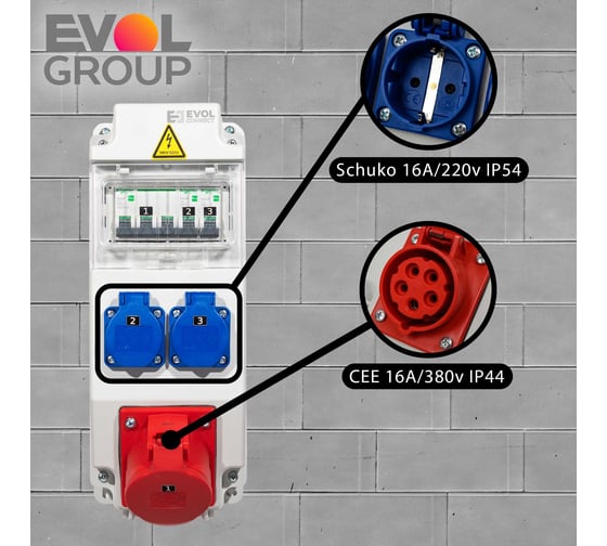 Навесной щит с розетками EVOL Combox 5 0101-002-1