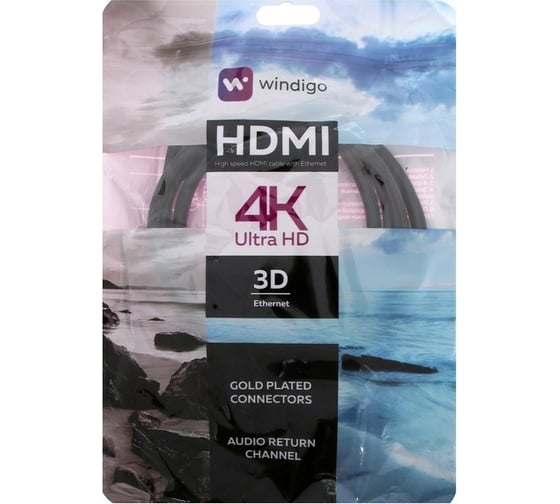 Кабель HDMI Windigo HDMI-HDMI, v 1.4, 1.5 м, позолоченные разъемы, 3D, 4K, черный 5698338
