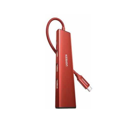 Хаб UGREEN CM478 5-in-1 USB-C PD 100W&USB-A 3.0&2*USB-A 2.0&HDMI 4K30Hz. Цвет: красный 75325_