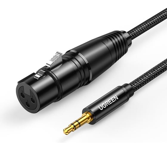 Кабель UGREEN AV182 3.5mm Three-Pole Male to XLR Female Audio Cable. Длина: 1м. Цвет: черный 20763_