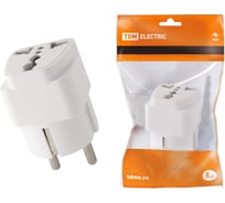 Универсальный адаптер TDM ELECTRIC с заземлением, 16А, 250В белый SQ1806-0024