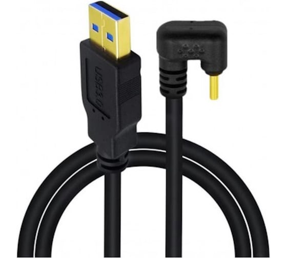 Кабель USB-A M - угловой 180 USB-C M () 10Gbps, 10Вт, 2м, черный KS-is KS-894AB-2
