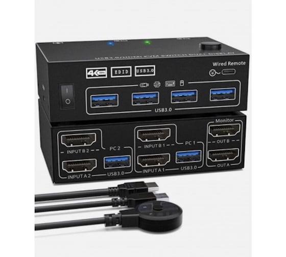 KVM переключатель KS-is dual HDMI, USB x2 KS-705D
