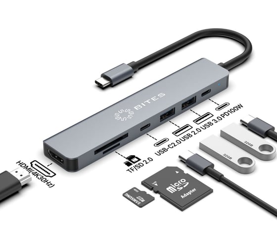 Разветвитель (докинг-станция) 5Bites USB-C 7-IN-1 FB5453
