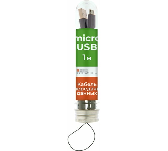 Кабель Interstep в тубе MicroUSB-USBA USB2.0 черный, 1,0м, 75952