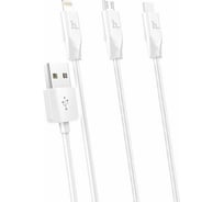 Кабель USB Hoco Х1 Rapid для Lightning, Micro USB, Type-C, 2.1A, длина 1.0м, белый 648407