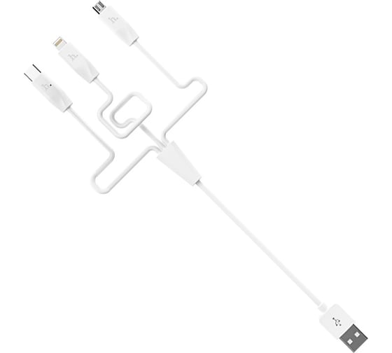 Кабель USB Hoco Х1 Rapid для Lightning, Micro USB, Type-C, 2.1A, длина 1.0м, белый 648407