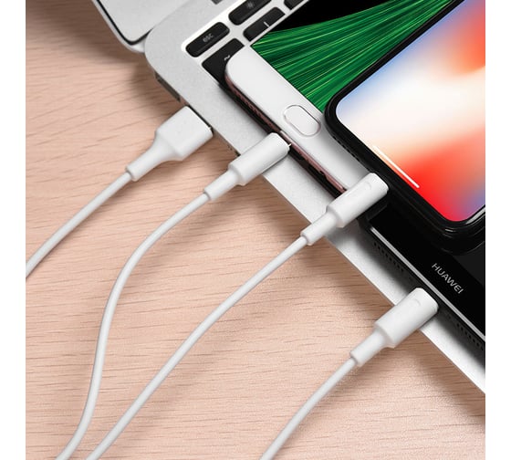 Кабель USB Hoco X25 Soarer 3 в 1 для Lightning, Micro USB, Type-C, 2.0А, длина 1м, белый 648376