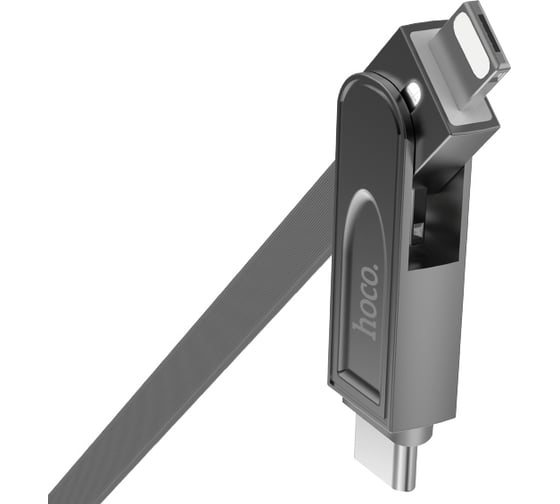 Кабель USB Hoco U24 Refined 3 в1 для Lightning, Micro USB, Type-C, 2.0А, длина 1.0м, серый 648435 1