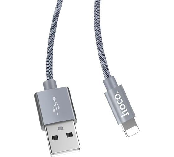 Кабель USB Hoco U44 Timing для Lightning, 2.4А, длина 1.2м, серый 648420 1