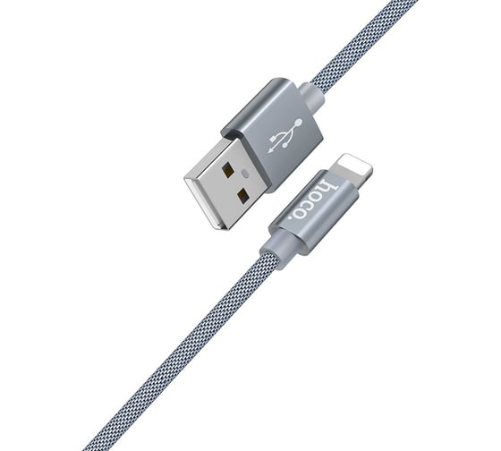 Кабель USB Hoco U44 Timing для Lightning, 2.4А, длина 1.2м, серый 648420