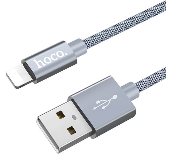 Кабель USB Hoco U44 Timing для Lightning, 2.4А, длина 1.2м, серый 648420