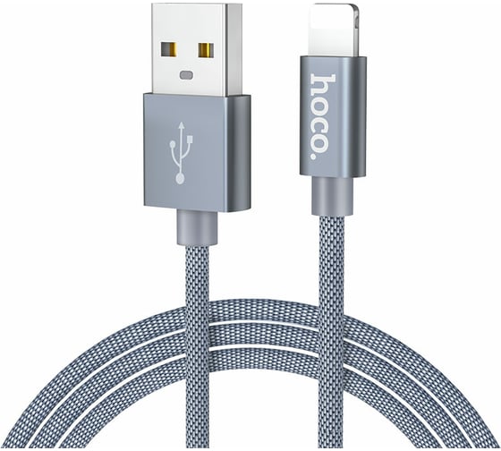 Кабель USB Hoco U44 Timing для Lightning, 2.4А, длина 1.2м, серый 648420