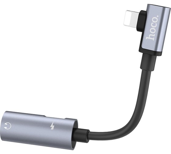 Аудио-переходник Hoco lS18 dual lightning, серый 648452 1
