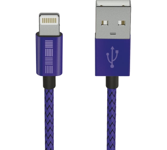 USB-кабель Interstep нейлон iPhoneХ/iPad PRO MFi 1.0m ультрафиолетовый, B210, 60388