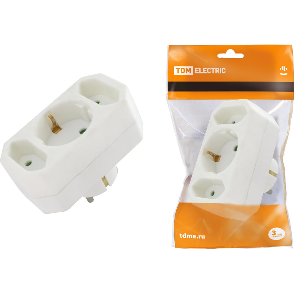Блок на 3 гнезда TDM 1x2П+3 16 А + 2x2П 2,5 А, под плоскую вилку, 250 B ...