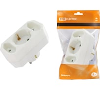 Блок на 3 гнезда TDM ELECTRIC 1x2П+3 16 А + 2x2П 2,5 А, под плоскую вилку, 250 B, белый SQ1806-0201