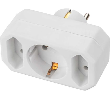 Блок на 3 гнезда TDM ELECTRIC 1x2П+3 16 А + 2x2П 2,5 А, под плоскую вилку, 250 B, белый SQ1806-0201